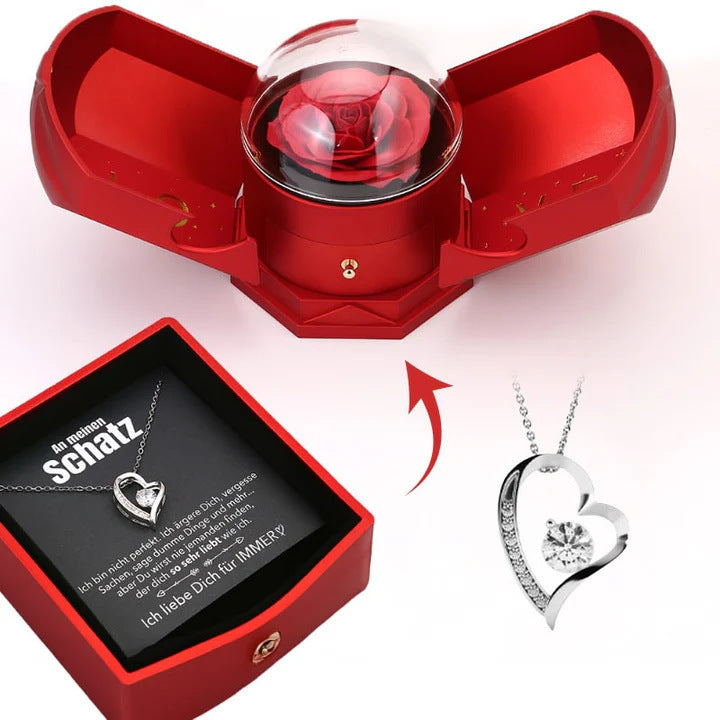 Hollow Heart Rose Necklace Set with Gift Box